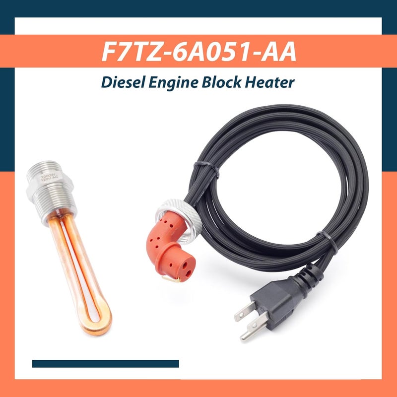 Lisnhlin F7TZ-6A051-AA Diesel Engine Block Heater Replacement for Ford F-250 F-350 7.3L for Powerstroke Diesel 1995-2003 with Cable Cord 120v 1000w 3/4" NPT - Image 2